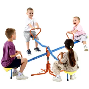VEVOR Kids Seesaw,  110 lbs Load Capacity per Seat, Sit and Spin Teeter Totter with 4-prong Support Legs, Kids Outdoor Playground Equipment, Swiveling 360 Degrees Rotating for Children Aged 3+, 4 Seats