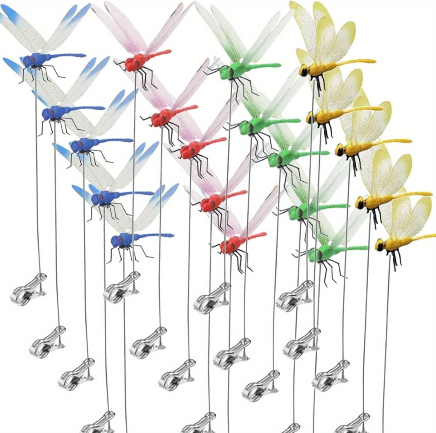 4/8/12PCS Dragonfly Hat Clip Bug Repellent,Outdoorhat Clip on Fake Dragonfly Rod clipfor Bug Repellent, 3D Dragonfly GardenStakes Decor, Multicolor Waterproof, EasyAttachment for indoor Outdoor Mosquito repellent DRAGONFLY