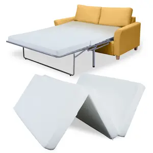 Naudacaa 4 Inch Memory Foam Replacement Mattress with Breathable, Waterproof and Washable Cover for Twin / Full Size Sleeper Sofa and Couch Beds, Three Fold Design (Sofa Not Included)