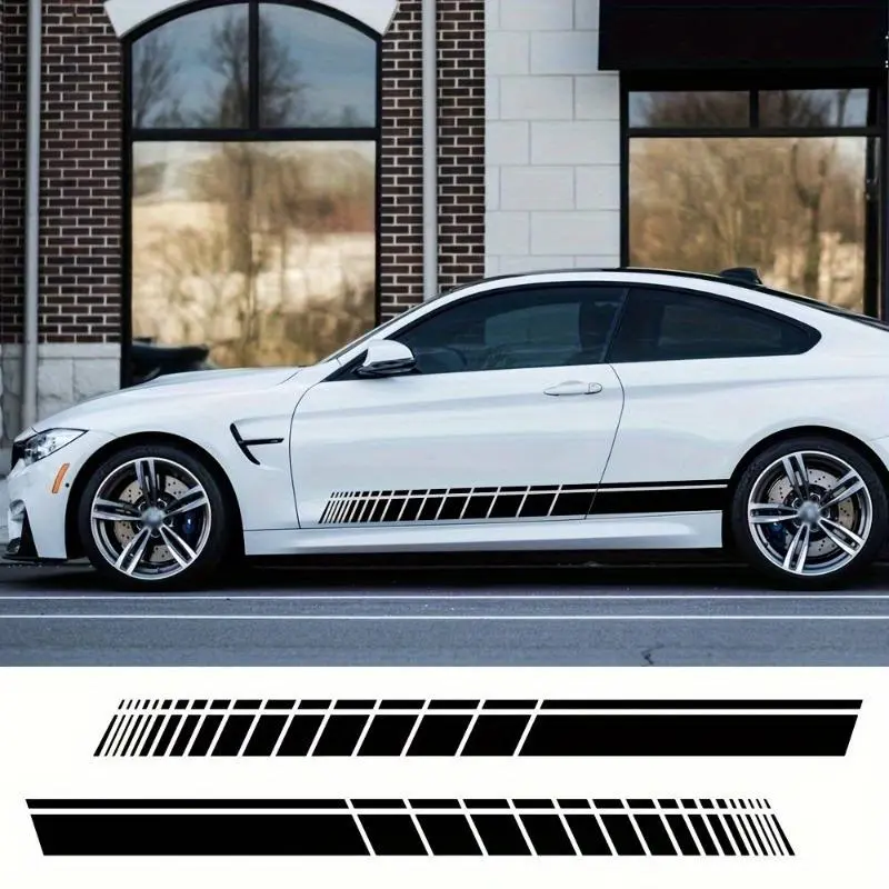 2pcs Universal Car Side Skirt Sticker - Long Stripe Vinyl Film Wrap Stickers for DIY Tuning, Scratch Protection & Vehicle Exterior Decoration, Car Decals, Car Decorative Sticker, Decal For Cars