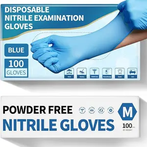 Powder-Free Nitrile Exam Gloves, 4.5 Mil, 100 Count, Blue, Food-Safe Disposable Gloves for Medical, Cooking, Cleaning