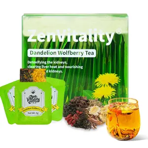 ZenVitality Dandelion Wolfberry Tea - Natural 7-Herb Blend 15 Individually Wrapped 5g Pressed Tea Cakes