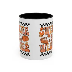 Accent Coffee Mug, Stylish Ceramic Morning Cup, 11 & 15oz Sizes, Tea Lovers Gift