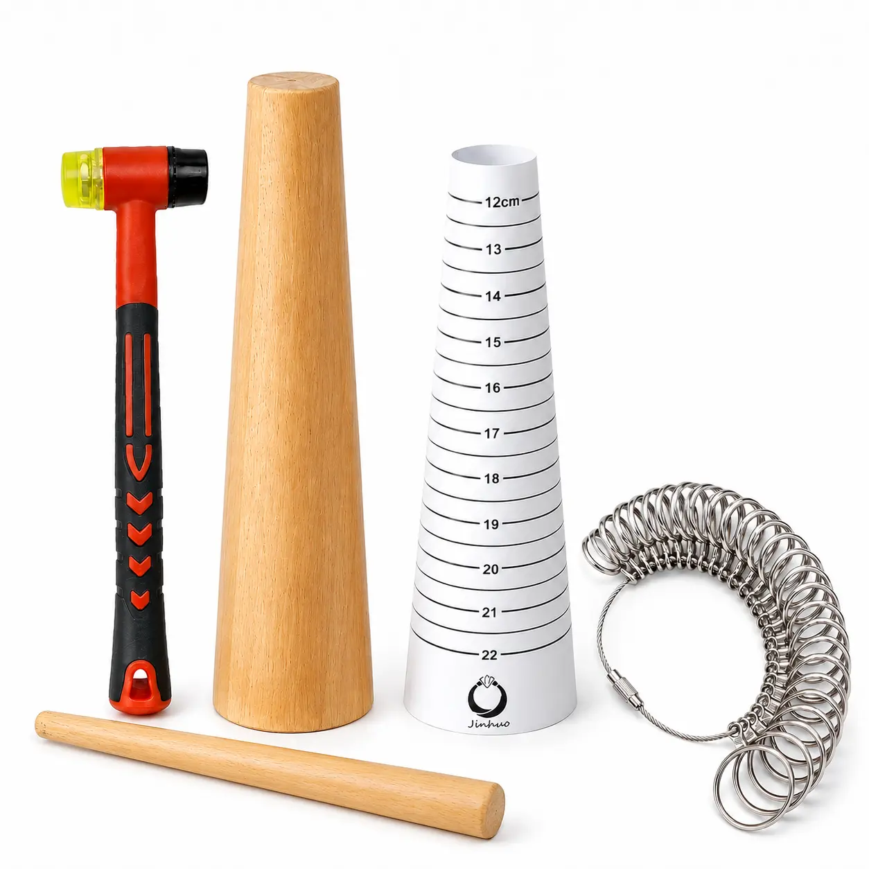 Jewelry Sizing and Forming Tool Kit with Ring Gauge Set, Bracelet Sizer, Wooden Mandrels and Mallet