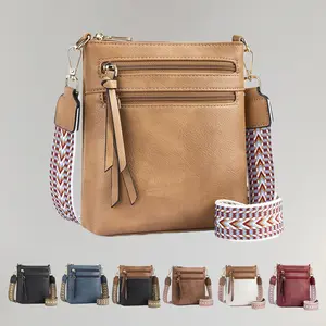 Women's Retro Style Shoulder Bag Solid Color Crossbody Bag Fashion Wallet Printed Wide Shoulder Strap Bag Casual Commuter Bag