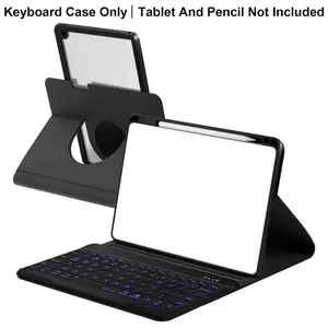 iPad Keyboard Case for iPad 9.7 Gen 6 (2018), iPad Air 2-7, Color Backlit Detachable Wireless Keyboard, 360° Rotating Magnetic Cover, Wireless Tablet Keyboard