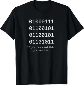 100% cotton Unisex Funny Computer Binary Code Programmer, Developer Geek Gift T-Shirt