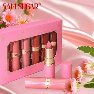 Set of 6 Coral Pearl Lipstick Set, Waterproof Long-Lasting Radiant Shine Glossy, Non-Sticky Formula, Easy Application, Suitable for All Skin Types