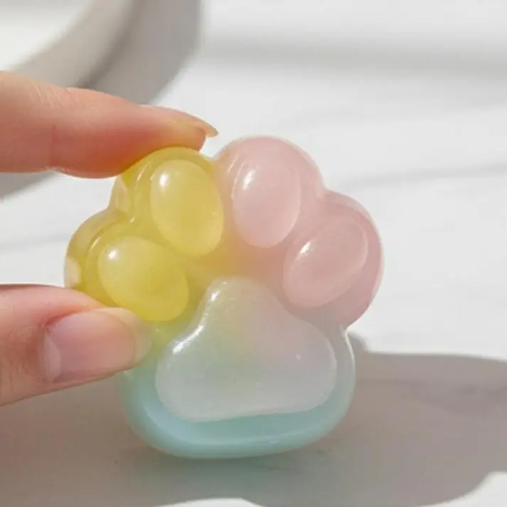 Cute Pastel Cat Paw Jelly Character Squishy Stress Relief Toy - Oddly Satisfying Sensory Fidget Toy for Women, Viral Cuteness for Sensory Activities, Character Squishy Stress Relief Toys