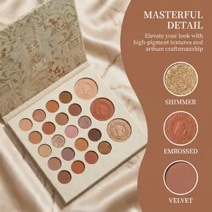 ERSHIQI 20-Color Eyeshadow Palette & Brush Set Includes 3 Blush & Highlighter Shades for Full Face Makeup. Matte & Shimmer Finishes, Smooth Non-Fallout Application,   Long-Wearing, Crease-Resistant. Perfect for Fall Looks！