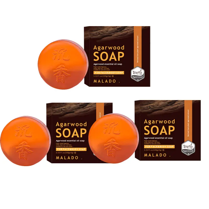 3pcs- Agarwood Soap, Handmade Soap, Soap. Suitable for Facial, Hair, And Body Cleansing. Send to Foam Net. Contains Extracts From Shea Butter And Sandalwood Plants.