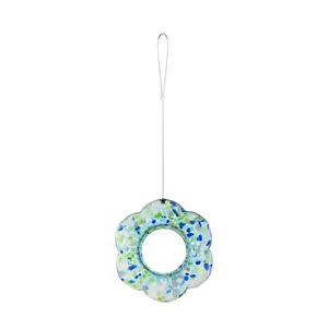 Plow & Hearth Art Glass Flower Shaped Hanging Bird Feeder