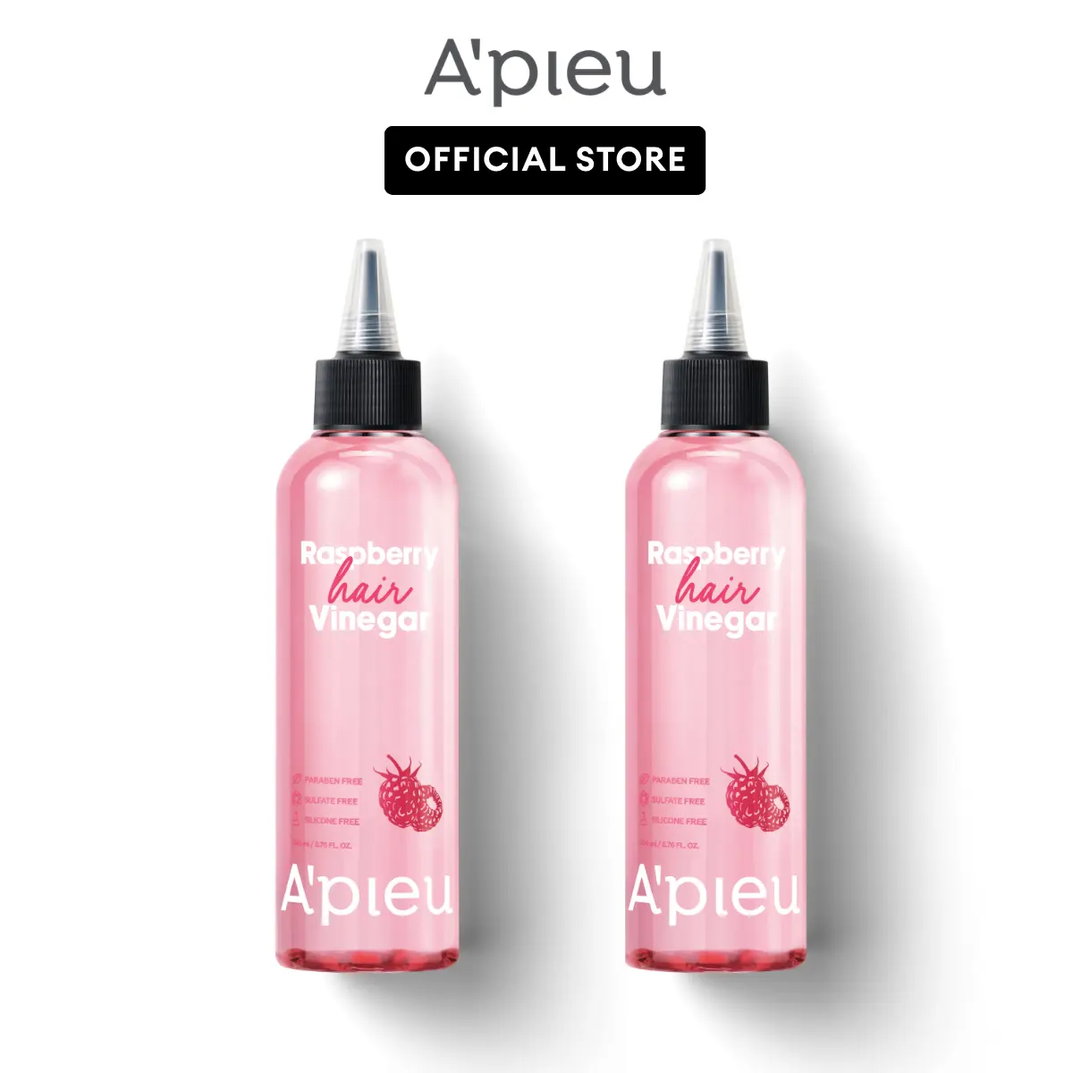 [MISSHA Official] A’pieu Raspberry Hair Vinegar Scalp Detox Rinse – Removes Buildup & Boosts Shine (1 Month supply, 2 Pack)