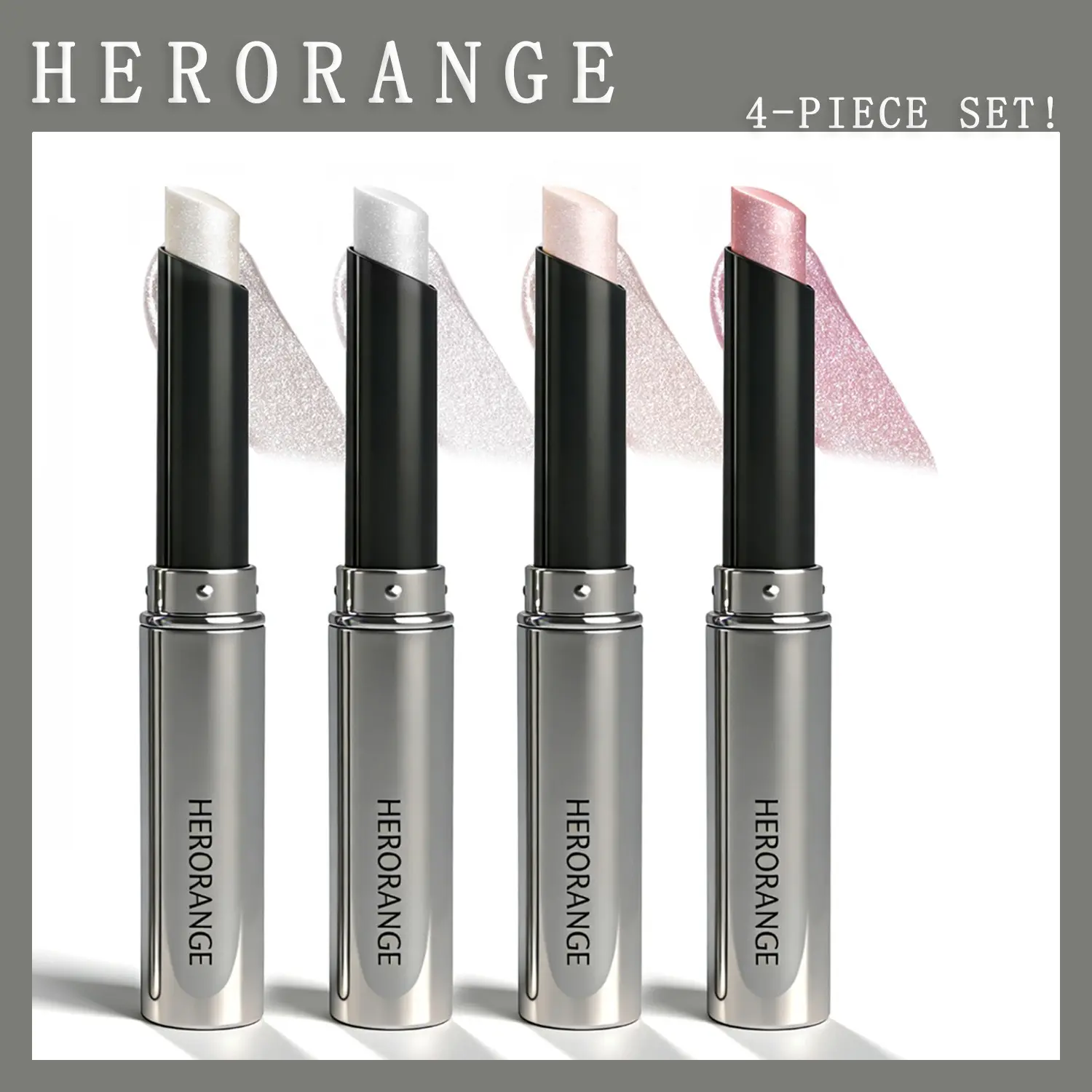 4-piece Glitter Highlighter stick set! Radiant luminous shimmer, Long-lasting and waterproof, perfect for music festivals. Features a subtle shimmer finish. Compact and portable for on-the-go touch-ups. Suitable for all skin types.