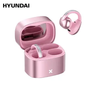 HYUNDAI C05 Fashion Clip-On Wireless Headphones with Bluetooth 6.0, OWS Open-Ear Air Conduction, Luxury Pink Diamond Jewelry Design, Lightweight & Comfortable Fit, Stylish Earbuds for Women & Girls, Ideal Gift, Compatible with Android & iOS