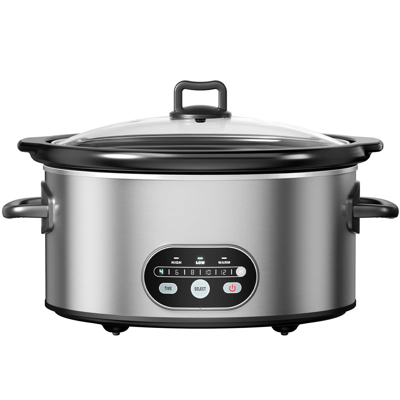 6/8QT Programmable Slow Cooker, Large Digital Crock Pot for 6-10 People, Electric Slow Cooker with 3 Temp Settings & 4-12H Adjustable Timer, Removable Oven-Safe Stoneware Pot and Tempered Glass Lid, Black & Silver
