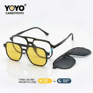 Original design, new model with dual-beam, three-in-one magnetic suction frame, UV protection and sun protection sunglasses, trendy and fashionable glasses suitable for both men and women.