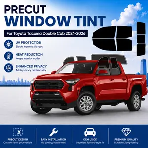 Precut Window Tint Film for Toyota Tacoma Double Cab 2024-2026 All Side+Rear Windshield Any VLT 2Ply Anti-Shatter, UV Block, Privacy Protection, No Trimming Needed,Heat & Glare Reduction