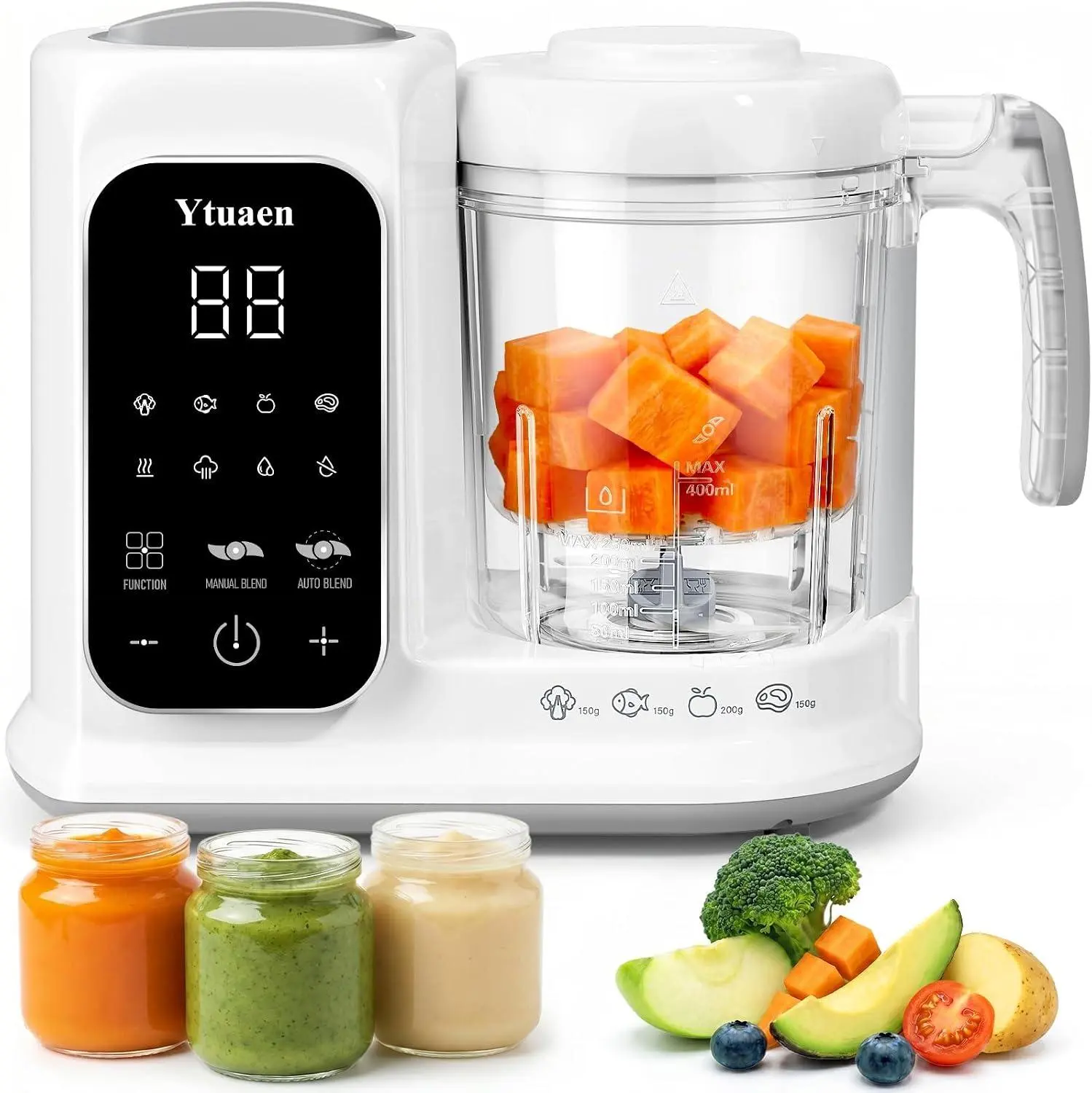 Large Steam Basket Baby Food Maker,One Step Steam & Grind Baby Food Processor,Automatic Cooking,Self-Cleaning & Sterilizing Function,BPA-Free Safe Material,Ideal for Homemade Nutritious Baby Food