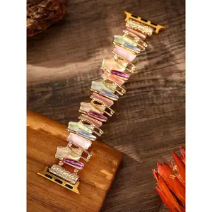 Boho Style Multicolor Beaded Watch Band, Rhinestone Decor Elastic Watch Straps for Women, Fashionable Watch Accessories for Iwatch Series 9 8 7 6 5 4 3 2 1 Se, Smart Watch Accessories