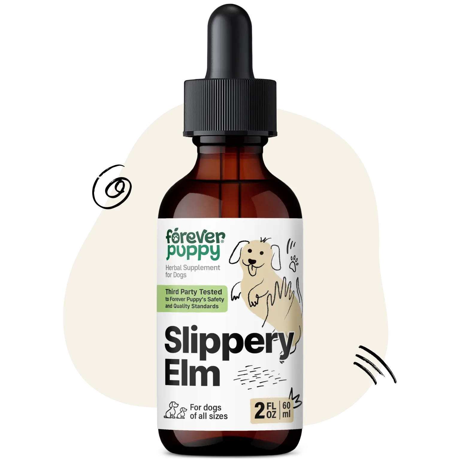 Slippery Elm Drops for Dogs - Gut Health Supplement with Slippery Elm Bark - Soluble Fiber Digestive Drops for Dogs - Liquid Vitamins and Supplements - Sugar & Alcohol-Free - 2 fl oz