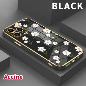 Electroplated Phone Case for iPhone 15 Pro Max 16 14 Plus 13 12 11 Daisy Delight Soft TPU Silicone Dirt-proof Easy to Clean Soft Cover Gift
