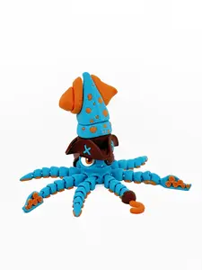 3D Printed Articulated Animals Pirate Octopus, 8-Inch Poseable Octopus Desk Decor, Unique Gift for Home & Office,3D Decorative Ornaments