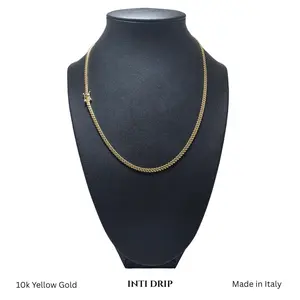 INTI DRIP 10K Solid Gold Miami Cuban Necklace 18"/3mm/12.15g Classic Design Secure Clasp Polished Finish Luxury Jewelry