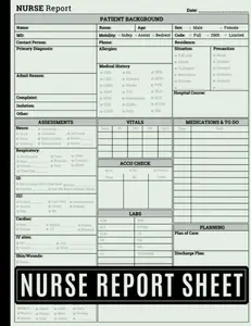 Nurse Report Sheet Notebook: Nurse Brain Sheets For Multiple Patients Recording | Log Book for Organizing Notes Shifts