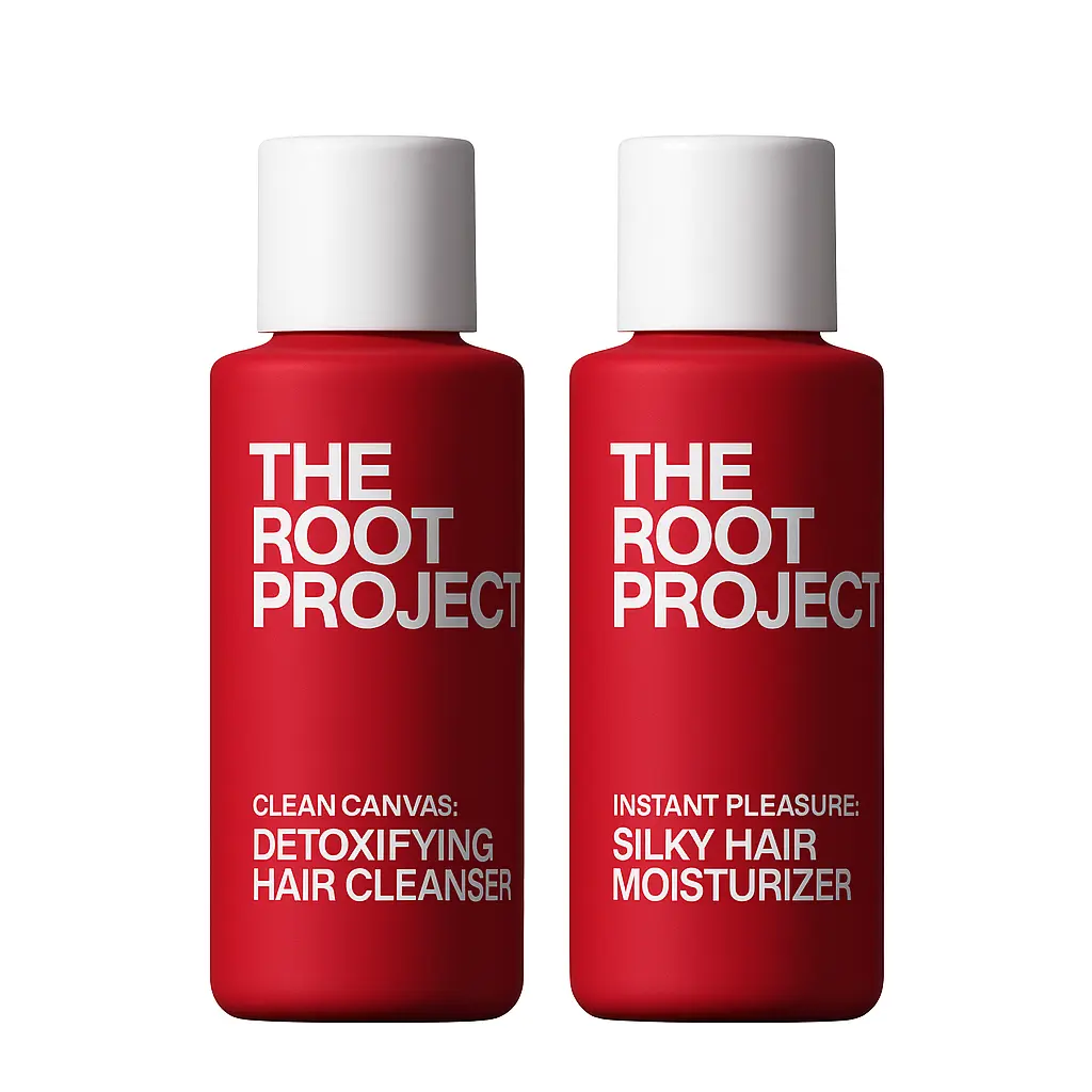 The Root Project Mini To-Go Set, Includes Clean Canvas Shampoo & Instant Pleasure Conditioner | Detoxifies Scalp, Hydrates Hair, Repairs and Smooths Cuticles | (60ml)