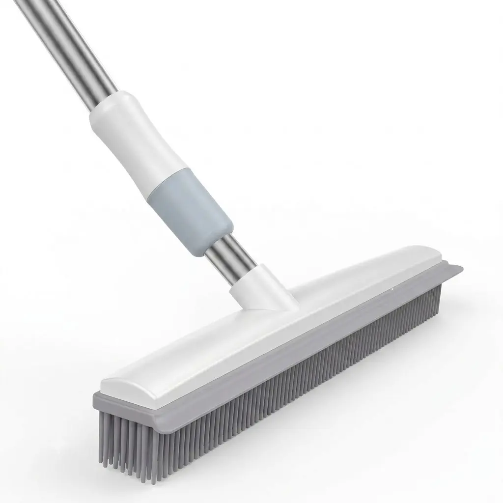 Magic Carpet & Floor Cleaning Brush with Squeegee – Stainless Steel Pet Hair Remover for Home Cleaning