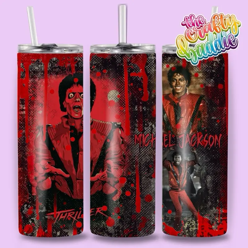80s Horror Dance Inspired 20oz Skinny Tumbler | Retro Zombie Aesthetic Cup | Handmade Stainless Steel Tumbler