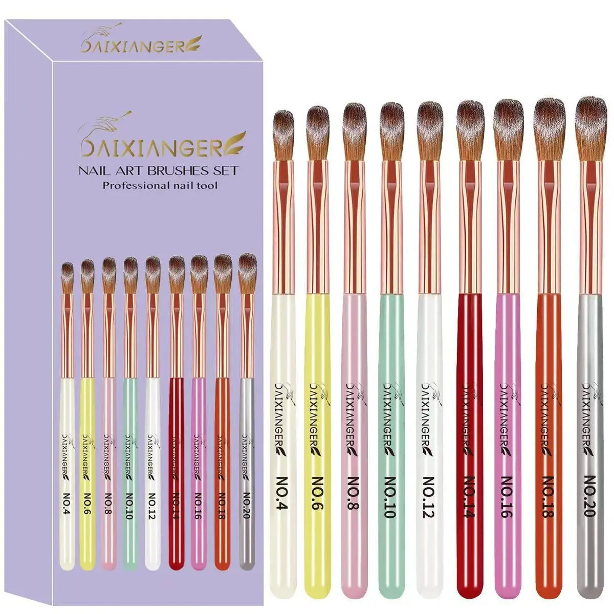 Acrylic Nail Brush Set, 9PCS Professional Nail Art Brushes for Acrylic Powder Application & 3D Nail Carving, Premium Nail Brushes Kit for DIY Home Salon Tools