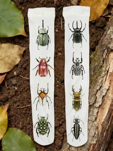 New Year Graffiti Letter Print Socks, Harajuku Over-The-Knee High Fitted Socks, Y2K Cosplay Cute Socks, Fashionable Women's Stockings