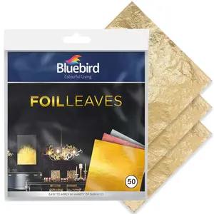 Bluebird Gold Leaf Sheets for Art - 50 Pack - Imitation Gold Foil Sheets of 5.5" x 5.5", Painting Gilding Crafts Decoration