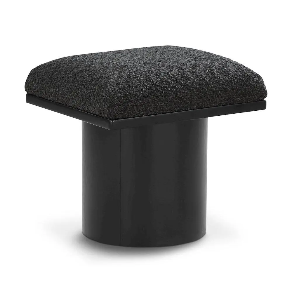 Modern Single-Seat Pavilion Black Boucle Fabric Bench/Stool