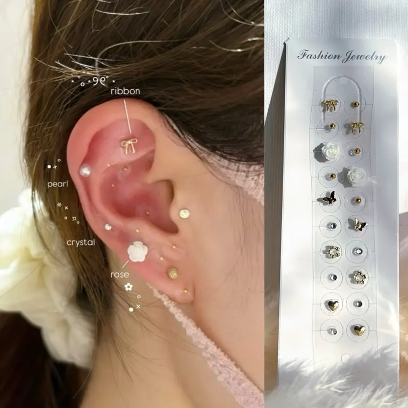 LuluPop Classic Gold Ear Seeds Jewelry | Acupressure Ear Stickers | Non-Piercing Wellness Jewelry for Sleep & Stress Relief, Ear seeding patches body  Ear seed earrings