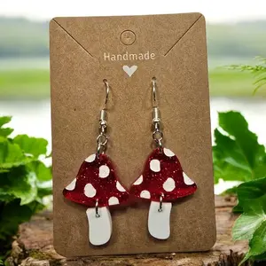 Handmade Acrylic  Mushroom Earrings