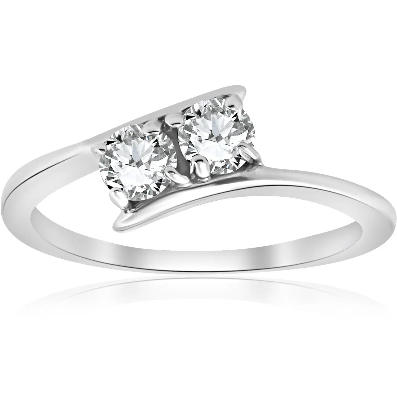 1/2 ct Two Stone Diamond Forever Us Engagement Ring 10k White Gold
