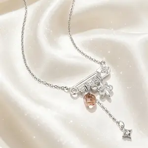 MIULUNA Retro Safety Pin Charm Necklace Minimalist Multi-Charm Dangle Collarbone Chain Aesthetic Vintage Jewelry for Women Y2K Trendy Fashion Accessory Mother's Day Gift
