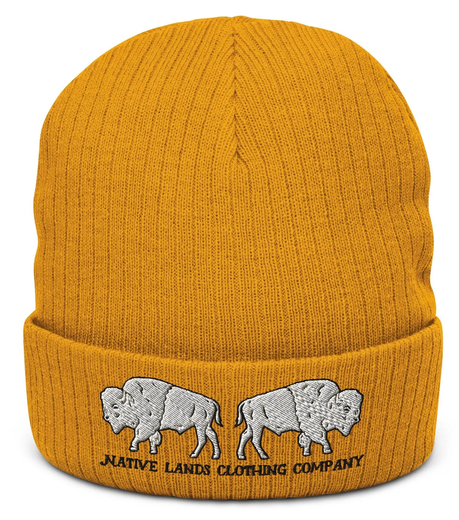 Bison Embroidered Ribbed Knit Beanie  - Honoring First Nations, Inuit, Native American Indigenous Cultures