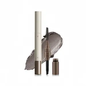 Eyebrow Pomade 3 in 1, Waterproof Brow Gel with Brush, Smudge-Proof & Sweatproof Long-Lasting Eyebrow Cream for Natural Looking Full Brows, Beginner-Friendly Brow Pencil (Dark Brown)