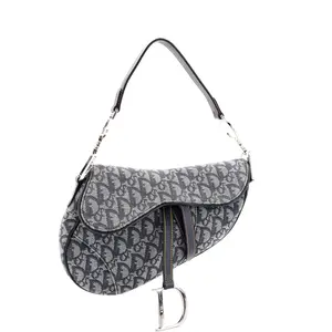 Pre-owned Dior Canvas Plain Shoulder Bags Christian Vintage Saddle Bag Diorissimo Canvas Medium by Rebag