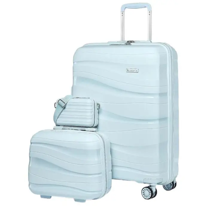 3-Piece 20 inch Carry On Travel Luggage Set, Expandable Lightweight Durable PP Hard Shell Suitcase with TSA Lock, Spinner Wheels