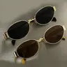 EUNOIALENS Women's Retro Oval Sunglasses 2 Pack, Alloy & Curved Metal Frame, UV Protection Polycarbonate Lenses, Oval Face Fit, Gold & Silver Shades, Sunglasses for Women, Accessories Adults, Gifts for Mom, Daily Elegance, Eye Fashion (Daily Wear, Beach),
