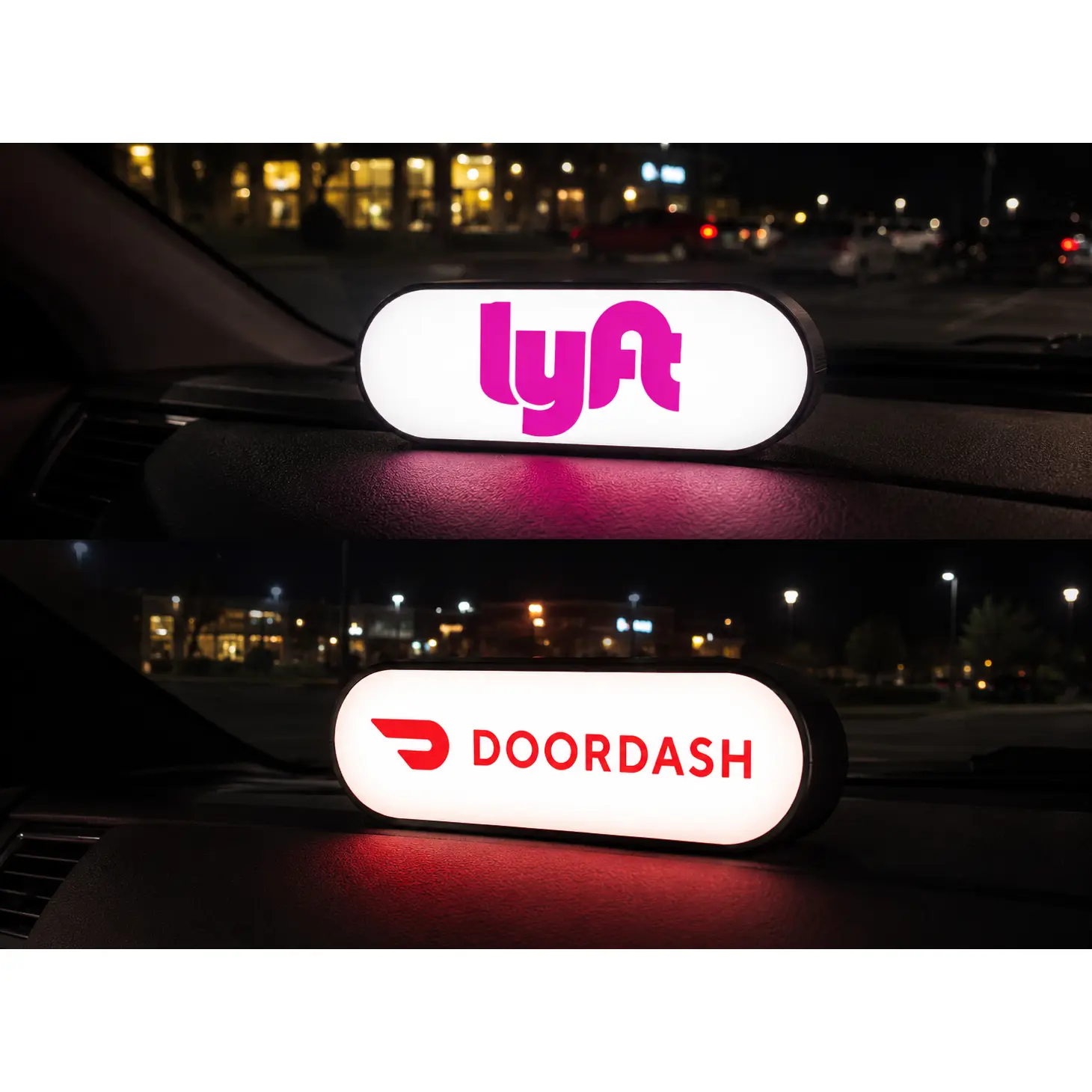 Uber, Lyft, DoorDash light up sign for dash