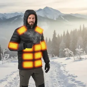 Upgraded Heated Hoodie with 31 Full Coverage Heating Areas - 4 Switch Independent Control & 3 Temperature Modes Thermal Zip Up Jacket for Men Women Winter Work Travel Outdoor Activities Cold Weather Wear Electric Heating Apparel