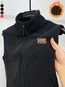 Men's Best Fleece Vest Jacket Gilet, Ultra-Warm Stand Collar Zipper Back, Casual Loose-Fitting Outdoor Sportswear, Ideal for Hiking Camping Cold Weather