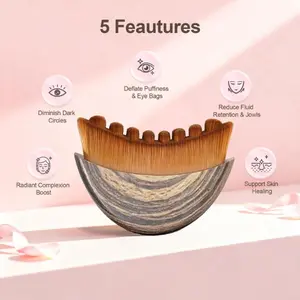 Jawline Contour Lymphatic Drainage Facial Brush for Puffy Skin Reduction & Contouring - Dry Brushing Face Chin & Lymphatic Fit Powder Foundation Brush