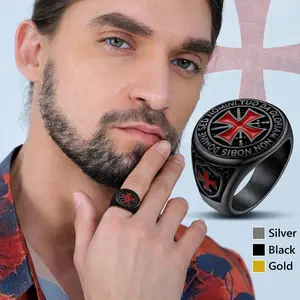 FaithHeart Crusader Jerusalem Cross Ring Stainless Steel